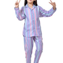Stylish Purple Striped Girls Night suit