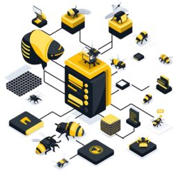 isometric-illustration-bee-network-showing-connection-bees-honeycombs-server_720