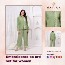 Embroidered co ord set for women