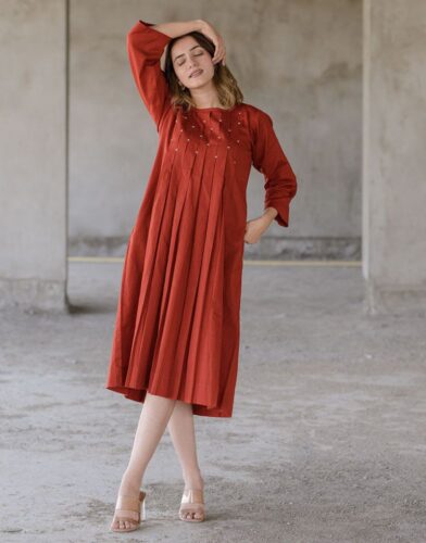 Maple Rust Smock Dress - Babli Maple Rust Smock Dress - Babli
