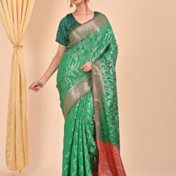 Green Banarasi Saree Suitable for Office Wear - Banarasi Silks