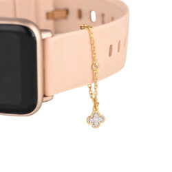 Lucky flower motife watch charm in 14kt yelllow gold with diamonds