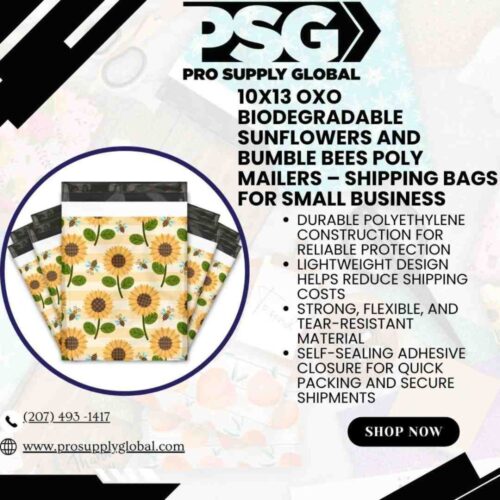 10x13OxoBiodegradableSunflowersandBumbleBeesPolyMailersShippingBagsforSmallBusiness 10x13OxoBiodegradableSunflowersandBumbleBeesPolyMailersShippingBagsforSmallBusiness