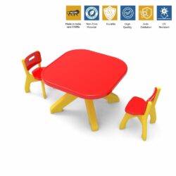 red color square table furniture for kids