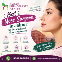 Best Nose Surgeon in Jaipur for Personalized Nose Treatment  create image of my title and add my contect detalis and logo and give me image in 1080 x 1080 pixel contect no. 9509868888, website htt